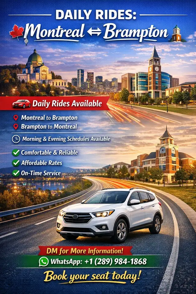 DAILY RIDES: Montreal ⇄ Brampton !