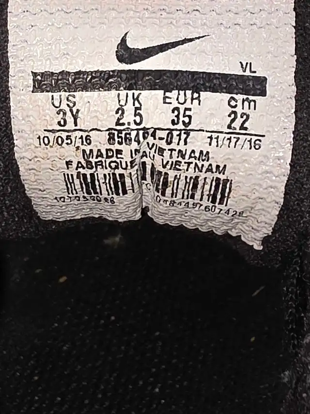 Nike Vapor Youth Baseball Cleats US 3Y Black White 856404-017 - Photo 5
