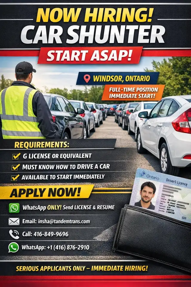 Hiring: Car Shunter – Immediate Start (ASAP)