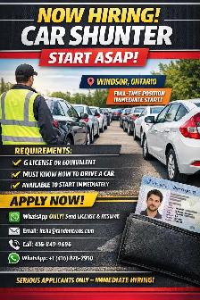 Hiring: Car Shunter – Immediate Start (ASAP)