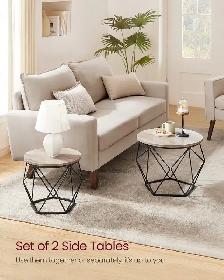 VASAGLE Round Nesting Coffee Table Set – Greige   Ink Black - Photo 3