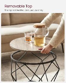 VASAGLE Round Nesting Coffee Table Set – Greige   Ink Black - Photo 5