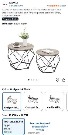 VASAGLE Round Nesting Coffee Table Set – Greige   Ink Black - Photo 8
