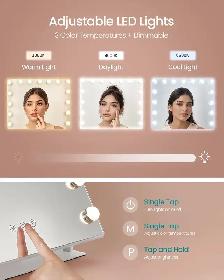 LED Vanity Mirror with Phone Holder & Charging Ports - Photo 3