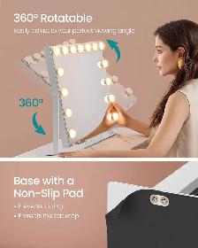 LED Vanity Mirror with Phone Holder & Charging Ports - Photo 4