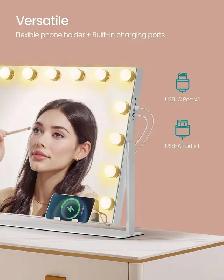 LED Vanity Mirror with Phone Holder & Charging Ports - Photo 6