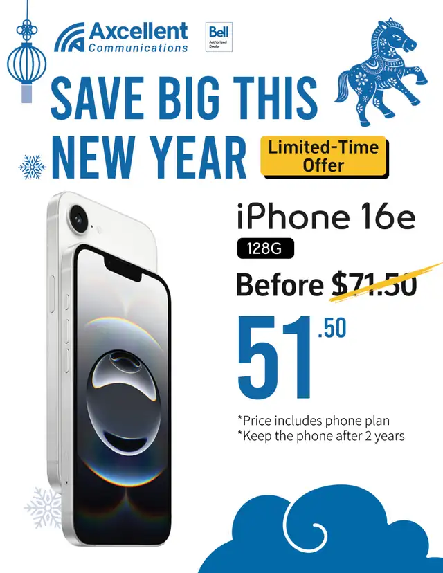 Bell New Customers iPhone 16E Offer