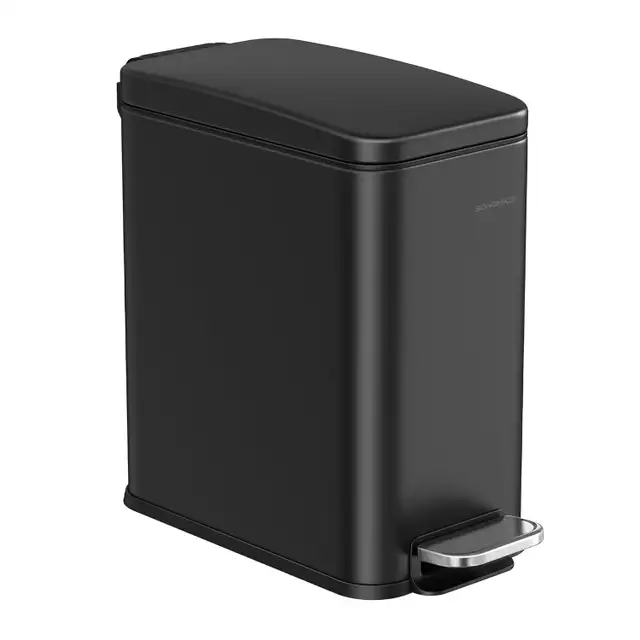 5L Slim Stainless Steel Bathroom Trash Can – Black