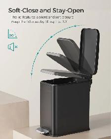 5L Slim Stainless Steel Bathroom Trash Can – Black - Photo 5
