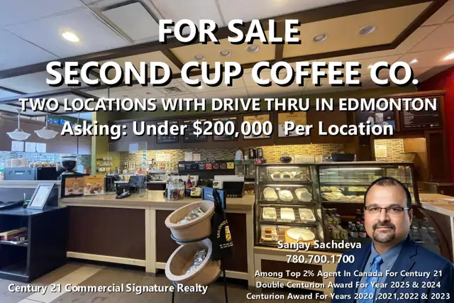 For Sale - Second Cup With Drive Thru - Edmonton Location