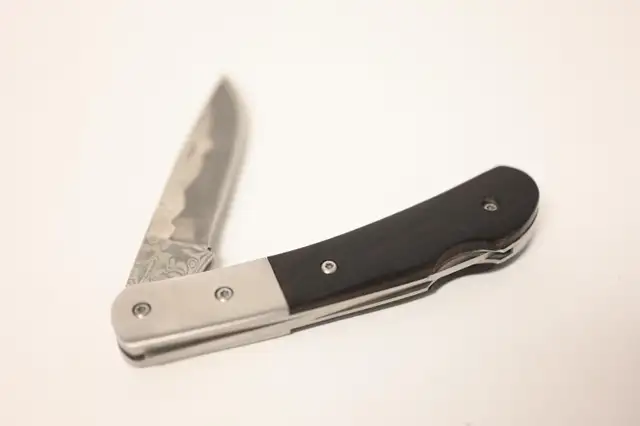 Damascus pocket knife with box USED in good condition - Photo 5