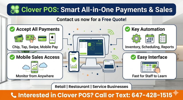 All-In-One Clover POS – Accept All Payments Today – 647-428-1515