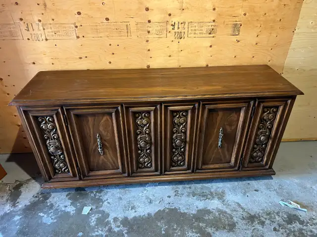 Free delivery used Vintage Wooden Sideboard Buffet