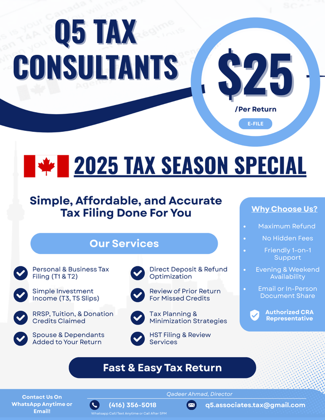 $25 Income Tax Return (T1 & T2) | Vaughan (GTA) | Fast E‑File