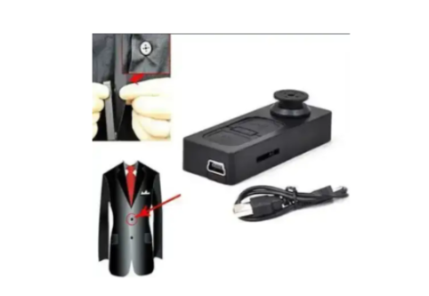 100% NEUF CAMERA ESPION BOUTON DE CHEMISE VIDEO/AUDIO HD PINHOLE - Photo 2