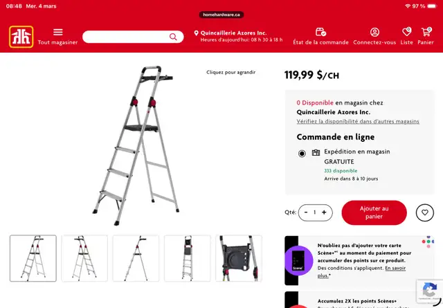 Escabeau aluminium 4 marches