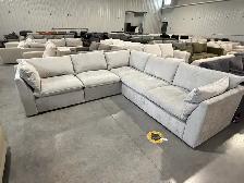 Grey 5 piece modular sectional with power footrests