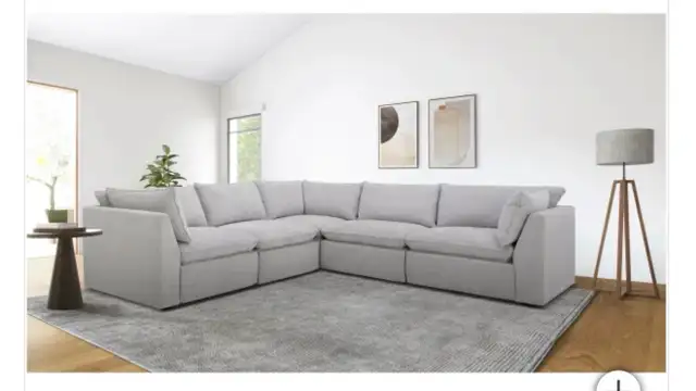Grey 5 piece modular sectional with power footrests - Photo 4