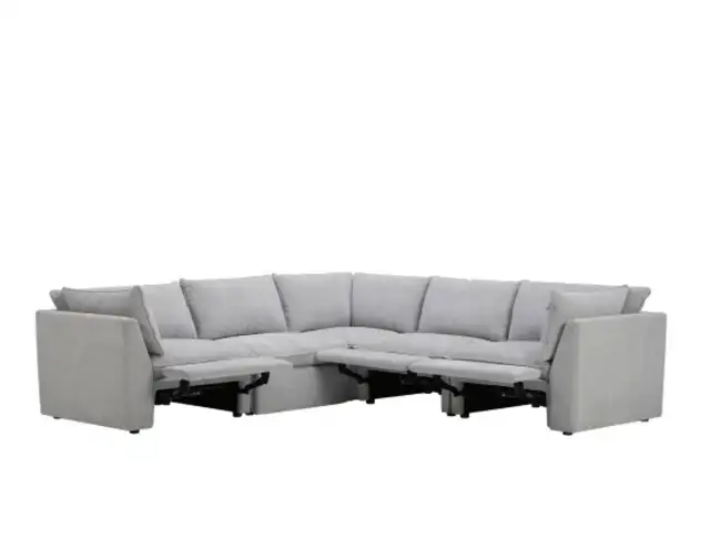 Grey 5 piece modular sectional with power footrests - Photo 5