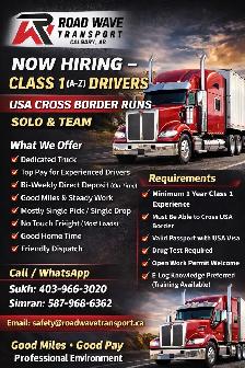 Hiring Class 1 ( a-z ) Drivers For Cross Border Runs