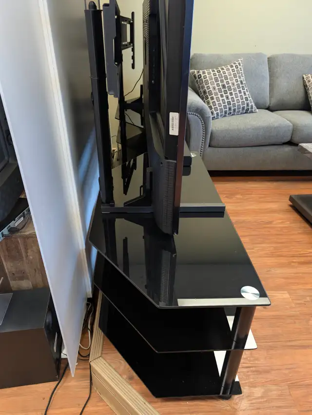 3 TIER GLASS TV STAND WITH TV MOUNT $50 (2 AVAILABLE) - Photo 2