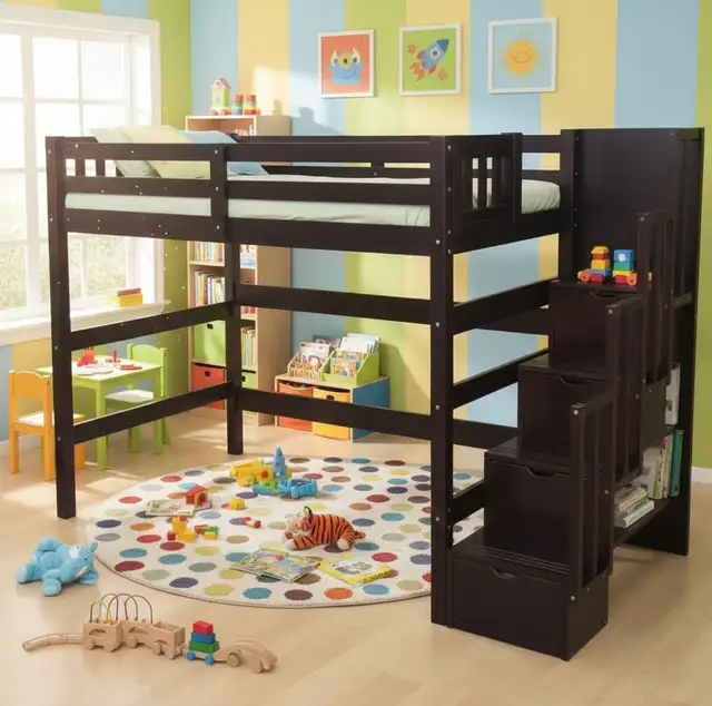 PREMIUM SOLID WOOD LOFT BEDS WITH STAIRS & LADDER FOR KIDS - Photo 2
