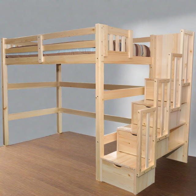 PREMIUM SOLID WOOD LOFT BEDS WITH STAIRS & LADDER FOR KIDS - Photo 4