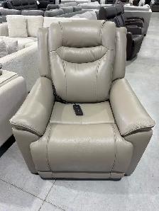Leather power recliner with heat and massage