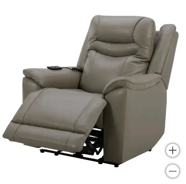 Leather power recliner with heat and massage - Photo 3