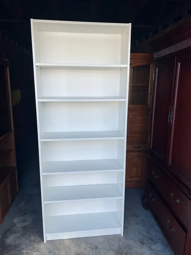 Free delivery used White 6-Shelf Bookshelf
