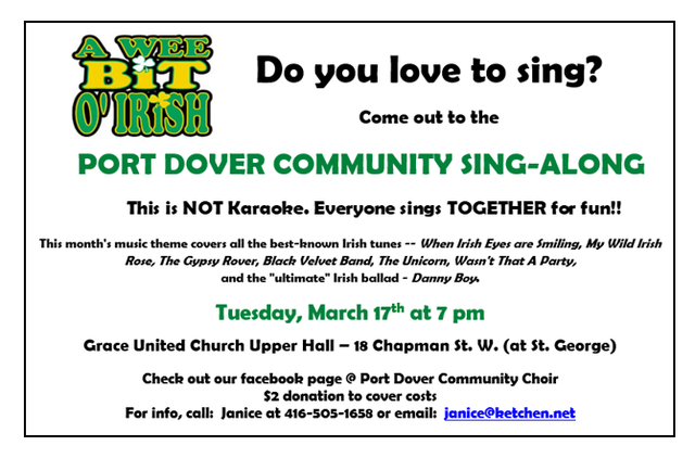 Port Dover Community Irish Sing-Along