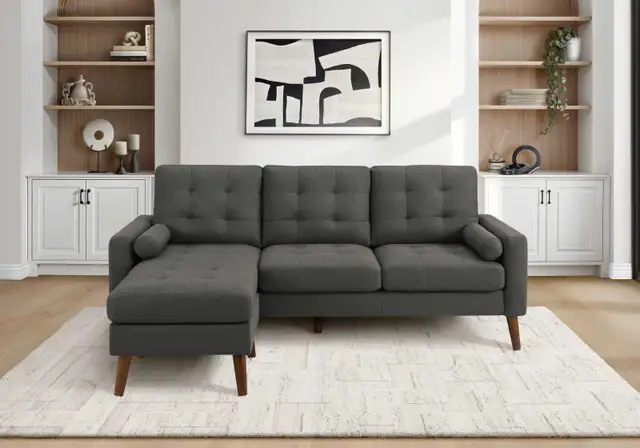NEUF Sofa chaise longue cuir noir ou 3 choix de tissus