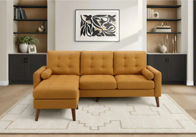 NEUF Sofa chaise longue cuir noir ou 3 choix de tissus - Photo 2