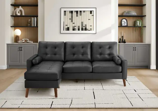 NEUF Sofa chaise longue cuir noir ou 3 choix de tissus - Photo 4