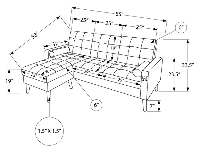 NEUF Sofa chaise longue cuir noir ou 3 choix de tissus - Photo 9