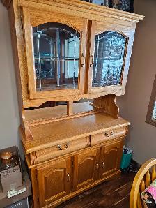 Solid oak 2-peice china cabinet. $ 500 or best offer.