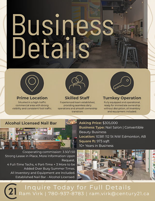Turnkey Nail Salon Business for Sale – Edmonton Prime Location - Photo 2