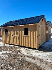 New handcrafted Amish built sheds and bunkies ready for delivery