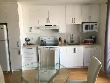 3 1/2 meublé, chauffé, éclairé, bail 3 mois 1/2 (Enquête crédit)