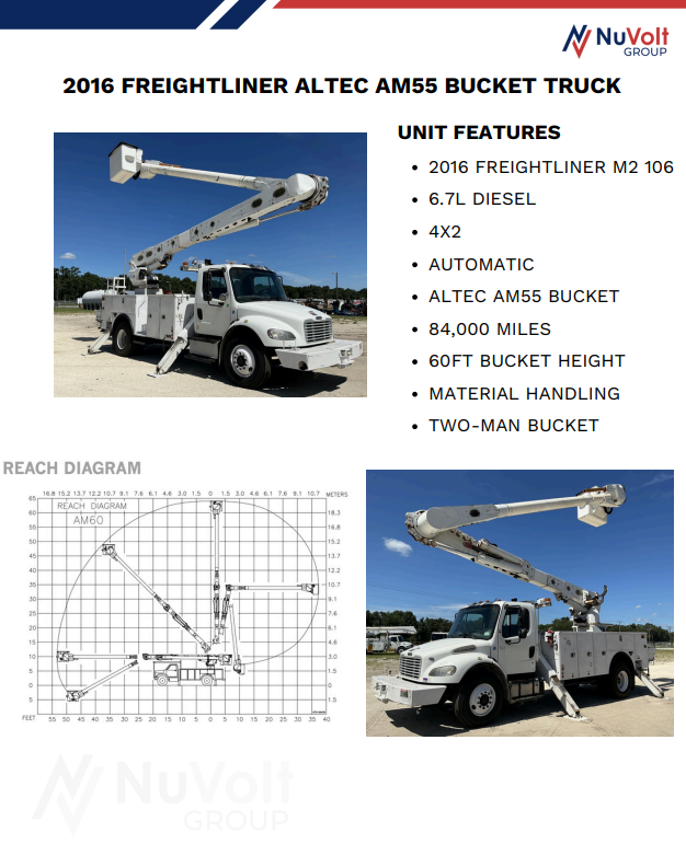 2016 Freightliner M2-106 Altec AM55 Bucket Truck