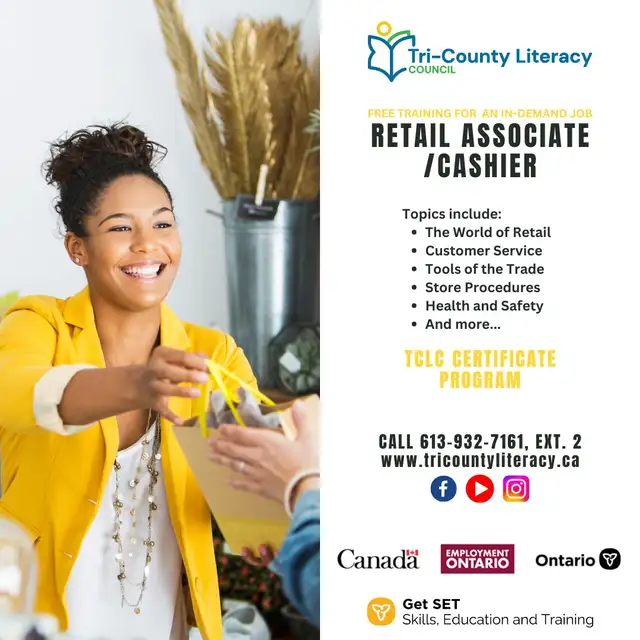 Free Retail Associate / Cashier certificate program