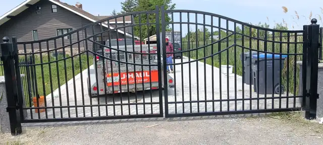 Aluminum Fencings Single Dual swing Gates Metal Driveway Gates - Photo 9