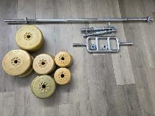 ️ Adjustable Weight Set   Barbell & Dumbbells (70 lbs Plates)