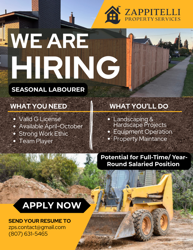WE ARE HIRING – SEASONAL LABOURER  & FOREMAN