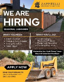 WE ARE HIRING – SEASONAL LABOURER  & FOREMAN