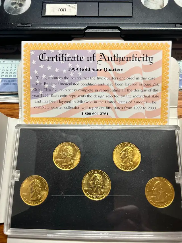 1999 State Quarters 24 Karat Gold Plated Set - Photo 2