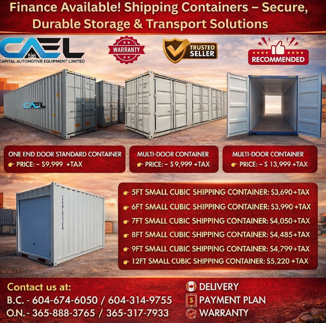 Finance! New CAEL Shipping Containers - CERTFIED & WARRANTY INCL