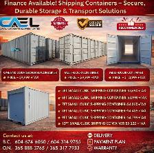 Finance! New CAEL Shipping Containers - CERTFIED & WARRANTY INCL