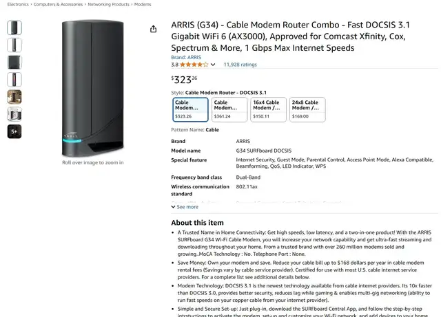 Brand New Arris Cable Modem Router Combo For Sale - Photo 8