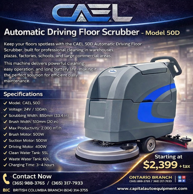 CAEL Automatic Driving Floor Scrubber – Model CAEL50DKeep your